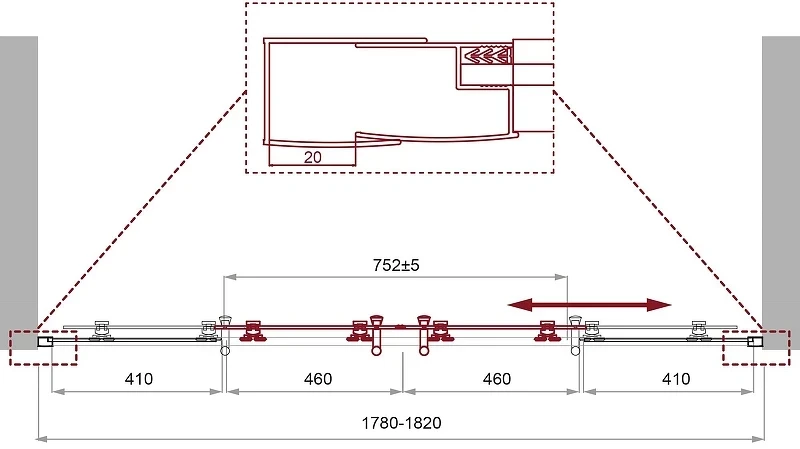 Душевая дверь BelBagno Uno 180 UNO-195-BF-2-180-P-Cr профиль Хром стекло рифленое