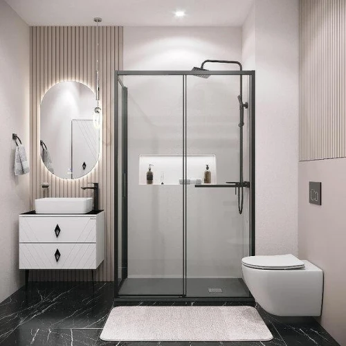 Душевой уголок Grossman Style 110x100 120.K33.05.1110.21.00 профиль Черный матовый стекло прозрачное