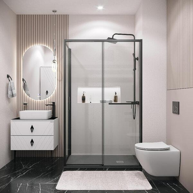 Душевой уголок Grossman Style 110x100 120.K33.05.1110.21.00 профиль Черный матовый стекло прозрачное