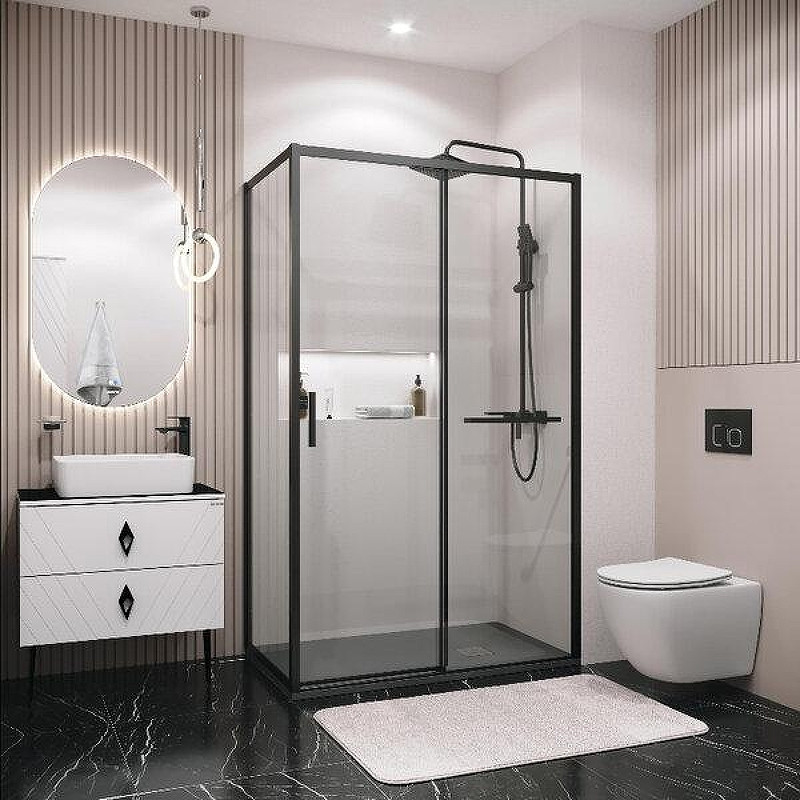 Душевой уголок Grossman Style 110x100 120.K33.05.1110.21.00 профиль Черный матовый стекло прозрачное