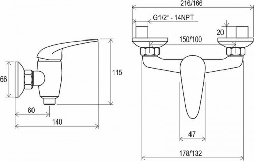 Смеситель для душа Ravak Suzan SN 032.00/100 X070005 Хром латунь на стену