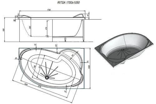 Акриловая ванна Alex Baitler Ritsa R 170x105 цвет Белый