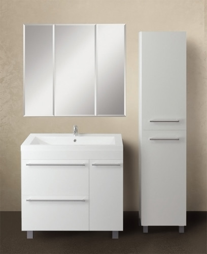 Зеркальный шкаф 1MarKa Соната 90 Белый глянцевый МДФ / ЛДСП, стекло