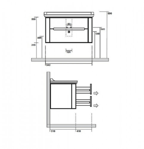 Тумба под раковину Kerasan Waldorf 94 925530 подвесная Bi vaniglia matt массив дерева