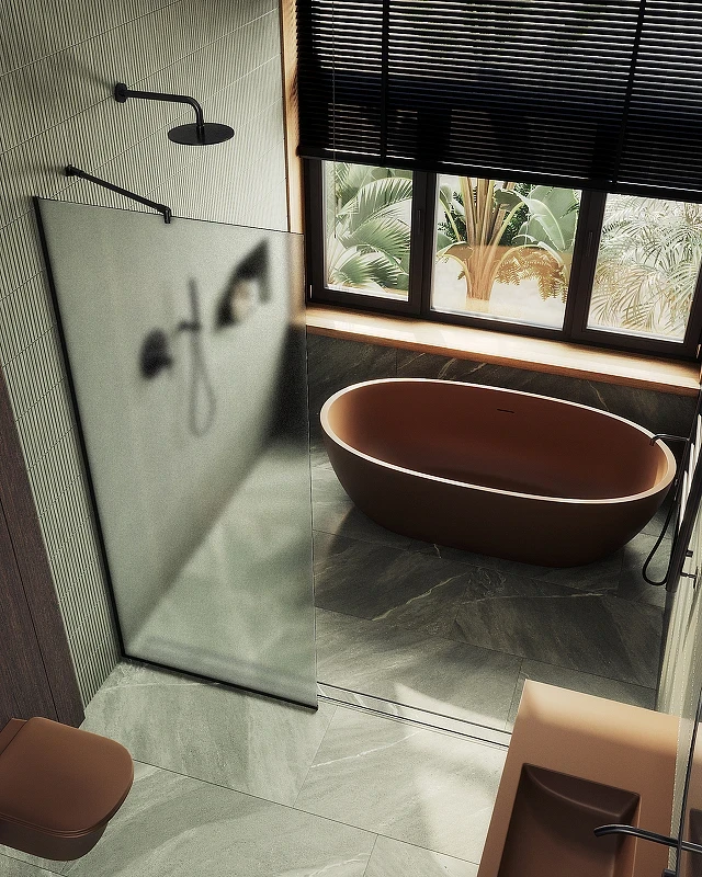 Душевая перегородка Maybah Glass MGD-700-6у 790x1950 в узком профиле Черный стекло сатиновое