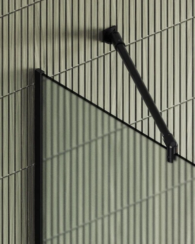Душевая перегородка Maybah Glass MGD-700-6у 790x1950 в узком профиле Черный стекло сатиновое