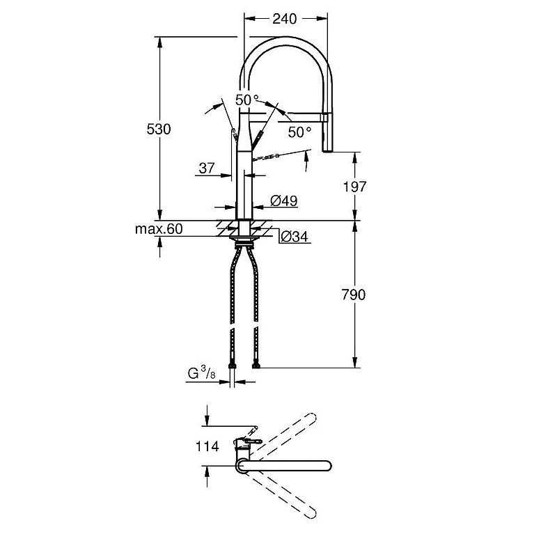 Смеситель для кухни Grohe Essence New 30294000 Хром Черный латунь