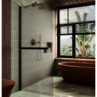 Душевая перегородка Maybah Glass MGD-734-6ш 890x1950 в широком профиле Черный стекло бронзовое матовое