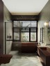 Душевая перегородка Maybah Glass MGD-734-6ш 890x1950 в широком профиле Черный стекло бронзовое матовое