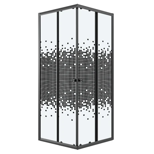 Душевой уголок Niagara Eco 80х80 NG-1008-14QBLACK профиль цвет Черный матовый стекло прозрачное с рисунком
