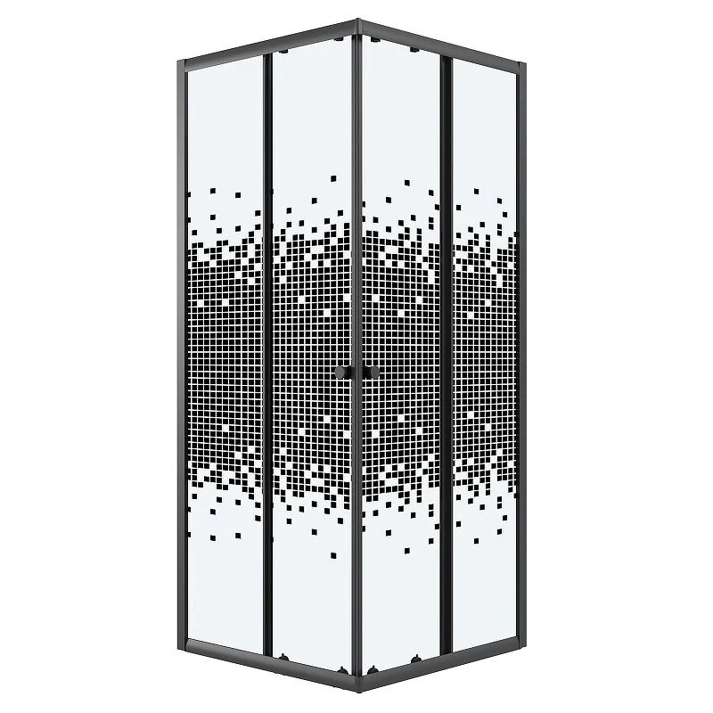 Душевой уголок Niagara Eco 80х80 NG-1008-14QBLACK профиль цвет Черный матовый стекло прозрачное с рисунком