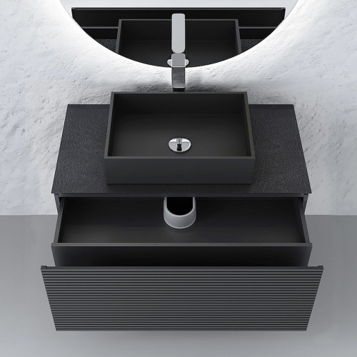 Тумба под раковину Jorno Stone 100 Stn.01.100/P/A/JR подвесная Антрацит МДФ / ЛДСП
