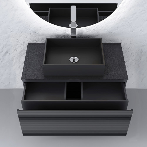Тумба под раковину Jorno Stone 100 Stn.01.100/P/A/JR подвесная Антрацит МДФ / ЛДСП