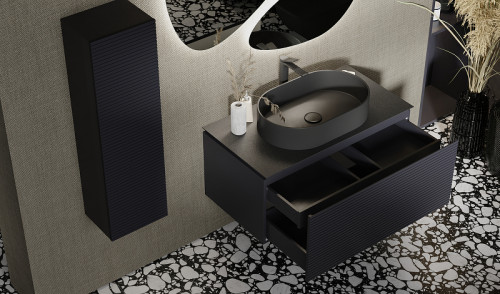 Тумба под раковину Jorno Stone 100 Stn.01.100/P/A/JR подвесная Антрацит МДФ / ЛДСП