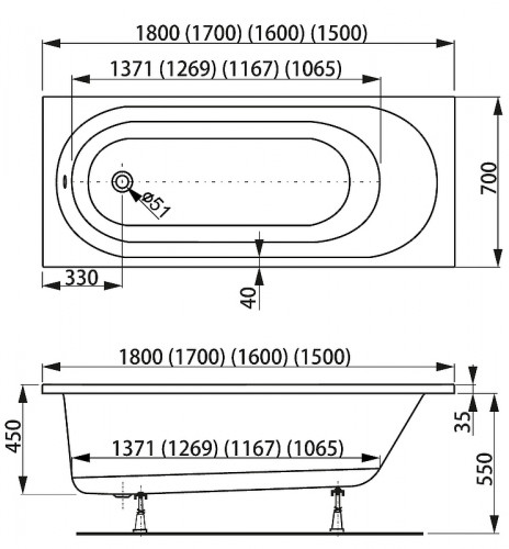 Акриловая ванна Vagnerplast Kasandra 180x70 без гидромассажа