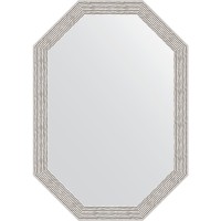 Зеркало Evoform Octagon 48x68 BY 7009 в багетной раме - Волна алюминий 46 мм стекло