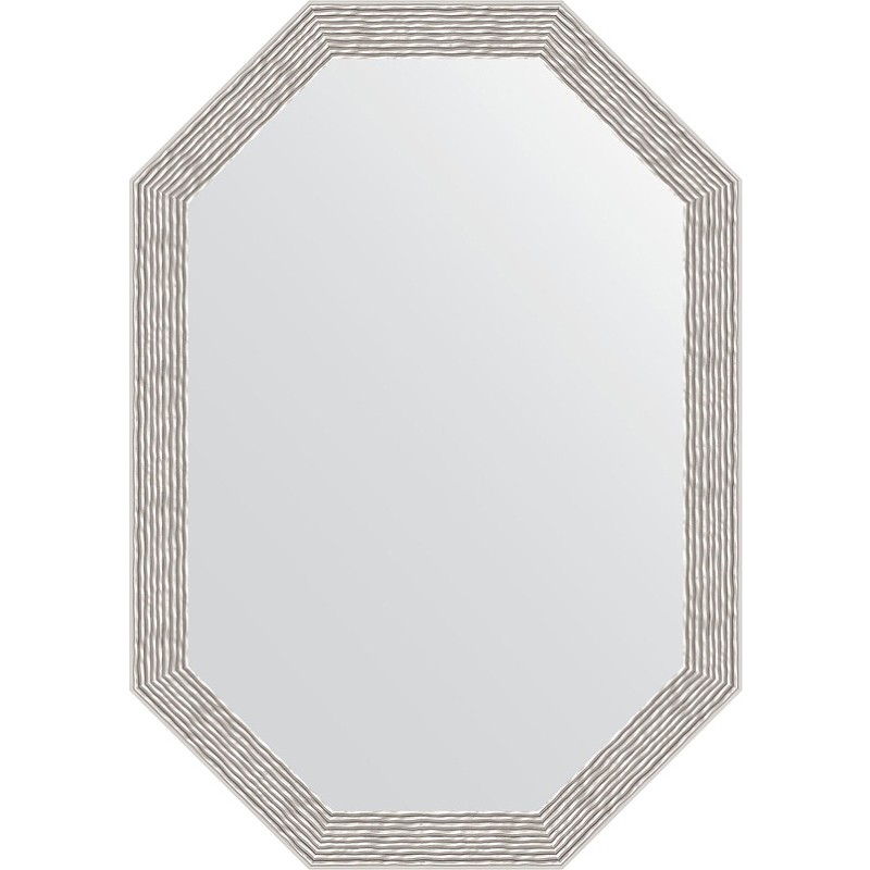 Зеркало Evoform Octagon 48x68 BY 7009 в багетной раме - Волна алюминий 46 мм стекло