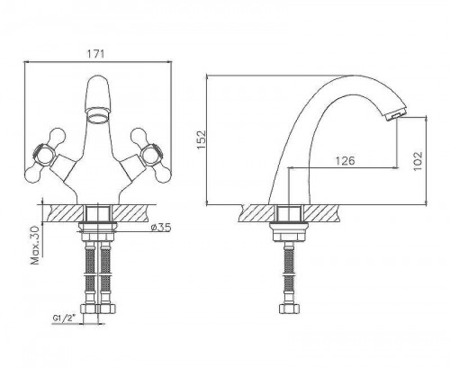 Смеситель для раковины Cron CN1019 Хром