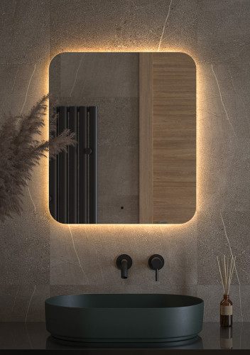 Зеркало Defesto Opti 60x70 DF 2816R с подсветкой 23W-3000К/ИК - выключатель/Теплый белый свет