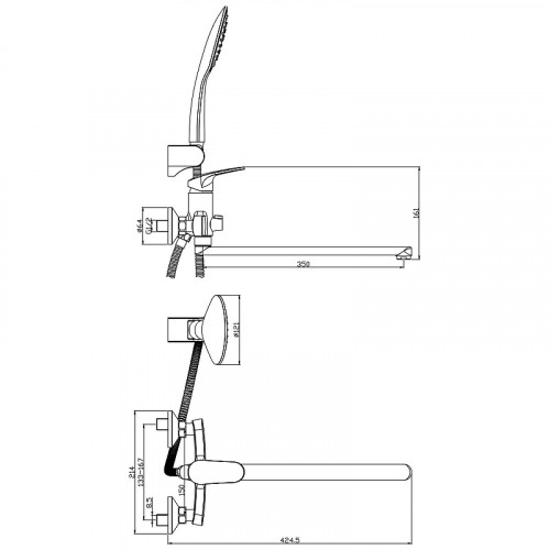 Смеситель для ванны Rossinka RS45-32 универсальный