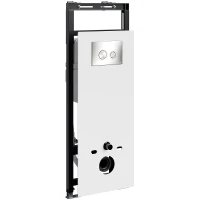 Инсталляция WasserKRAFT Salm 27TLT.010.ME.WH.BN01 для унитаза Белое стекло с клавишей смыва Никель нержавеющая сталь