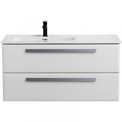Тумба под раковину Cezares Eco-Cer-N 100 L ECO-CER-N-1000-2C-SO-BL-L подвесная Bianco Lucido без ручек МДФ / ЛДСП