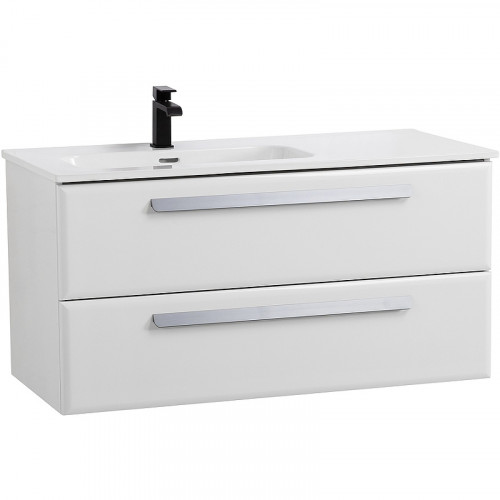 Тумба под раковину Cezares Eco-Cer-N 100 L ECO-CER-N-1000-2C-SO-BL-L подвесная Bianco Lucido без ручек МДФ / ЛДСП