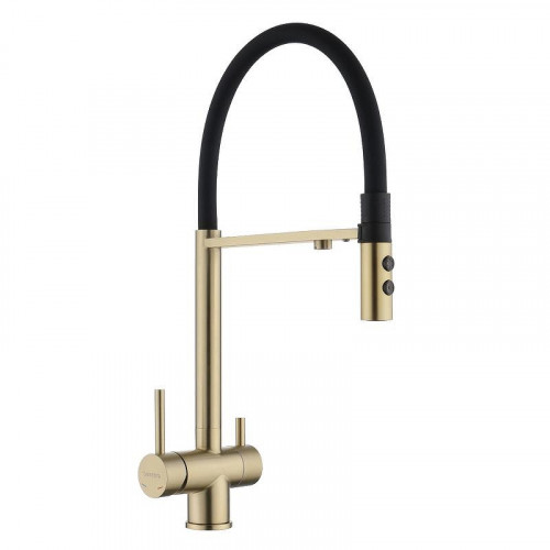 Смеситель для кухни Fmark FS1262-C01 цвет Золото матовое Черный