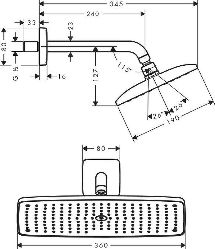 Верхний душ Hansgrohe Raindance Е 36 27371000 Хром