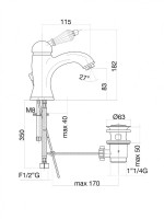 Смеситель для раковины Fiore Imperiale Sky 82OO5221 Золото латунь