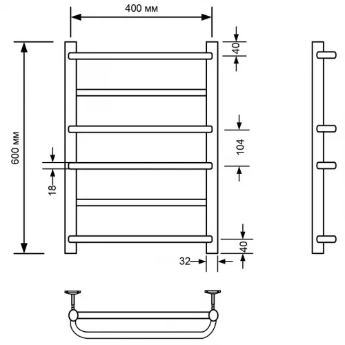 Водяной полотенцесушитель Comfysan Puro W-6 60x40 012823 Хром