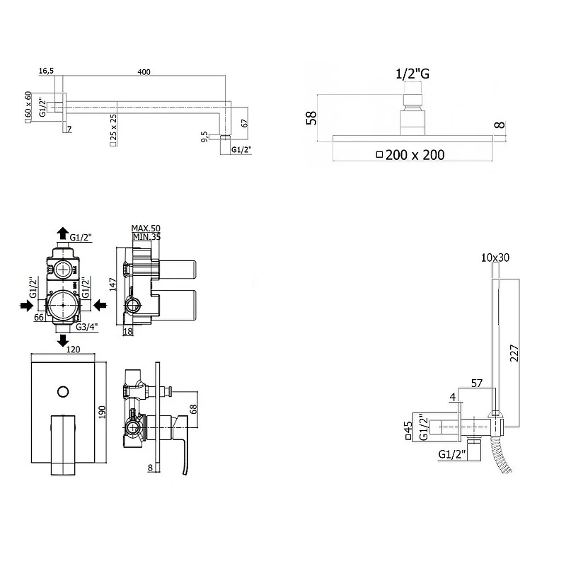 Комплект смесителей Paffoni Elle KITEL015NO105 Черный матовый латунь