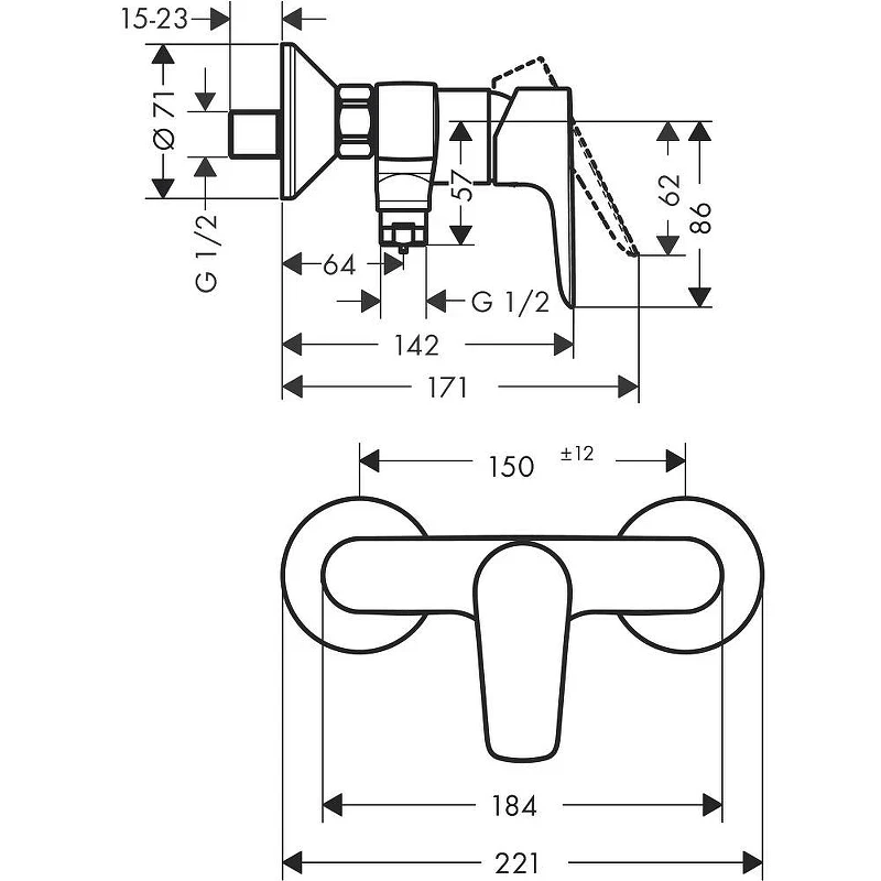 Смеситель для душа Hansgrohe Metropol 71760700 Белый матовый латунь на стену