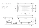 Чугунная ванна Vinsent Veron Devon 175x75 VDV1757545H/VH0012GD-AS цвет Белый с квадратными золотыми ручками и антискользящим покрытием