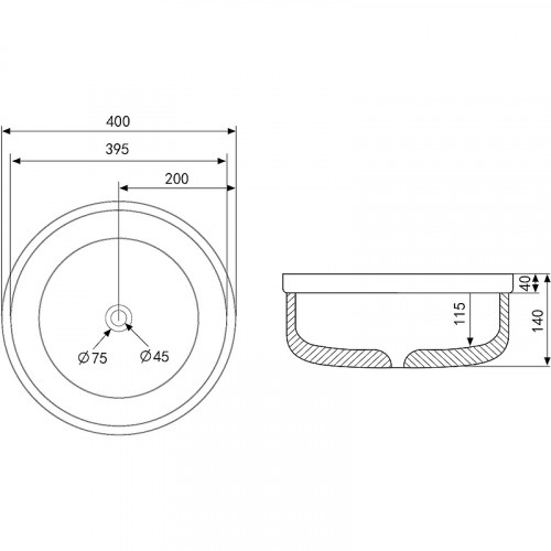 Раковина-чаша Abber Bequem 40 AC2103 Белая накладная