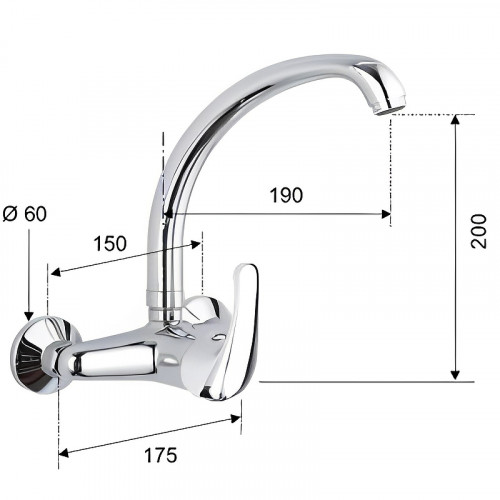 Смеситель для кухни Remer Серия 35 F432 Хром латунь на стену