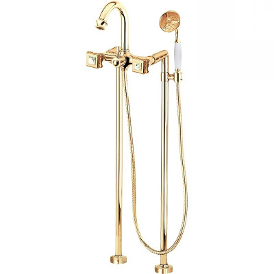 Смеситель для ванны Cezares Aphrodite APHRODITE-VDP-03/24-Sw Золото 24 карат с кристаллами Swarovski латунь на пол