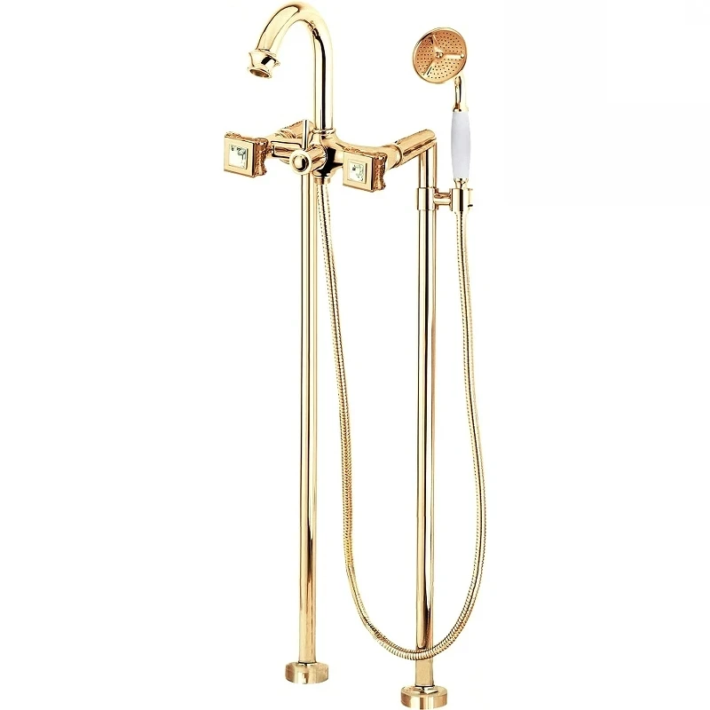 Смеситель для ванны Cezares Aphrodite APHRODITE-VDP-03/24-Sw Золото 24 карат с кристаллами Swarovski латунь на пол