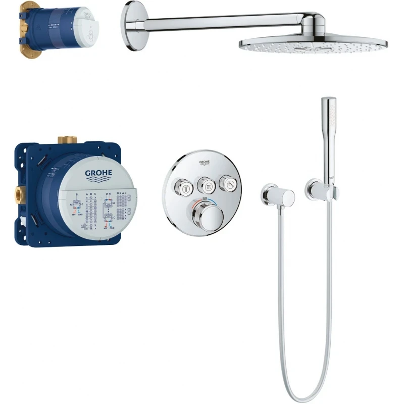 Душевая система Grohe Rainshower SmartActive 34705000 с термостатом Хром латунь встраиваемый