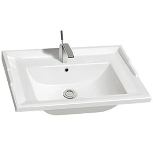 Раковина CeramaLux 60 NYJ840-60 Белая фаянс полувстраиваемая