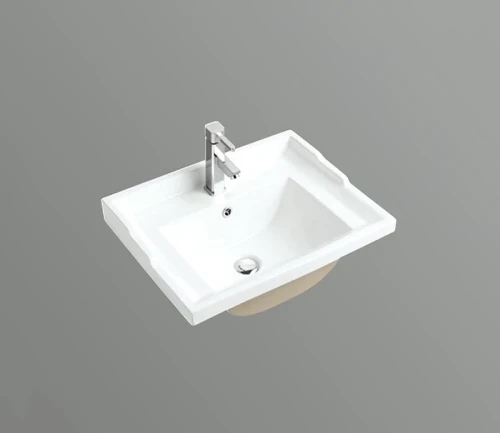 Раковина CeramaLux 60 NYJ840-60 Белая фаянс полувстраиваемая