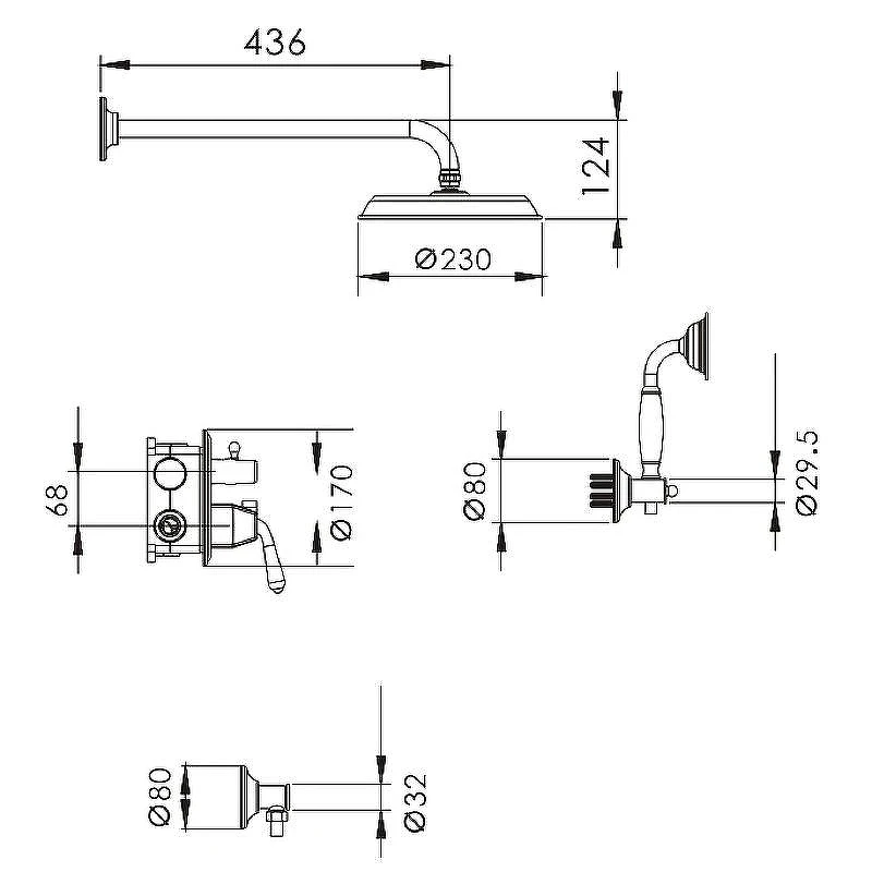 Душевая система Rose R02Q R0235Q Бронза