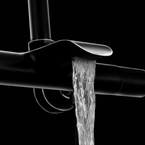 Душевая система Vincea Esse VSFS-1E1TMB с термостатом Черная матовая латунь на стену