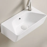 Раковина CeramaLux 40 78578L Белая глянцевая фаянс подвесная