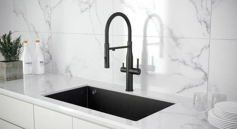 Смеситель для кухни KUCHENSTERN ELIT-FE 407BL40 цвет Черный матовый