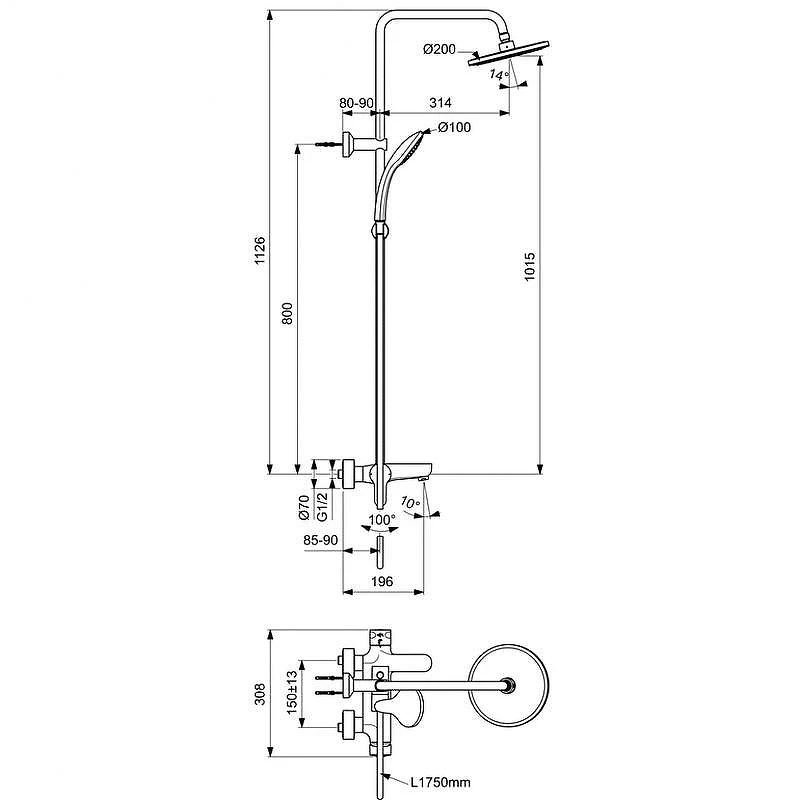 Душевая система Ideal Standard Ideal Rain Cerafine O BC525AA Хром