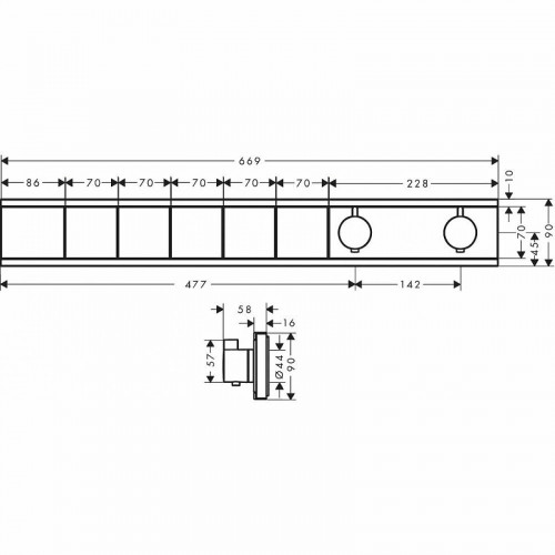 Смеситель для душа Hansgrohe RainSelect 15384000 с термостатом Хром латунь встраиваемый