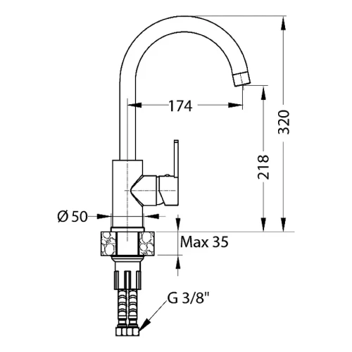 Смеситель для кухни Alveus Genesis Tonia G91 Carbon 1129052 Угольный латунь