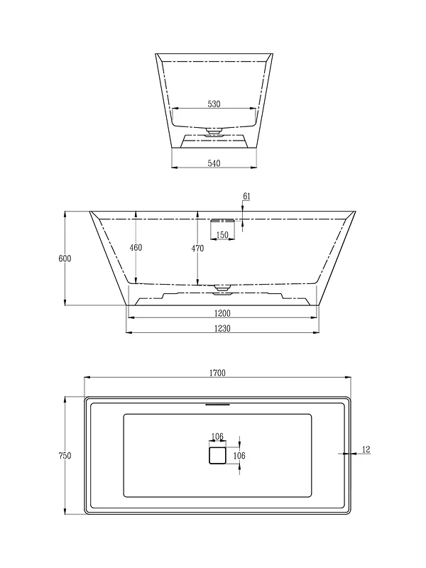 Ванна из искусственного камня AltroBagno Francesca 170x75 090103 цвет Кремовый