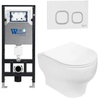 Комплект унитаза с инсталляцией WeltWasser AMBERG 506 + ERLENBACH 004 GL-WT + AMBERG RD-WT 10000006774 цвет Белый глянцевый с сиденьем Микролифт и клавишей смыва цвет Белый